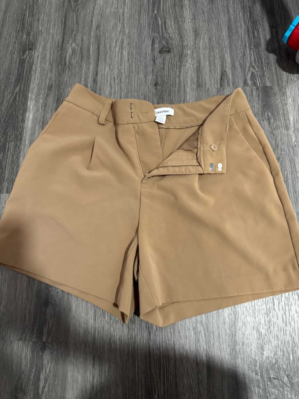 Calvin Klein Tailored High-Waist Tan Shorts
